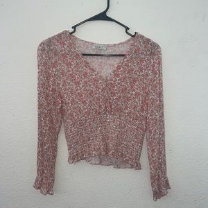 cute long sleeved floral top XS